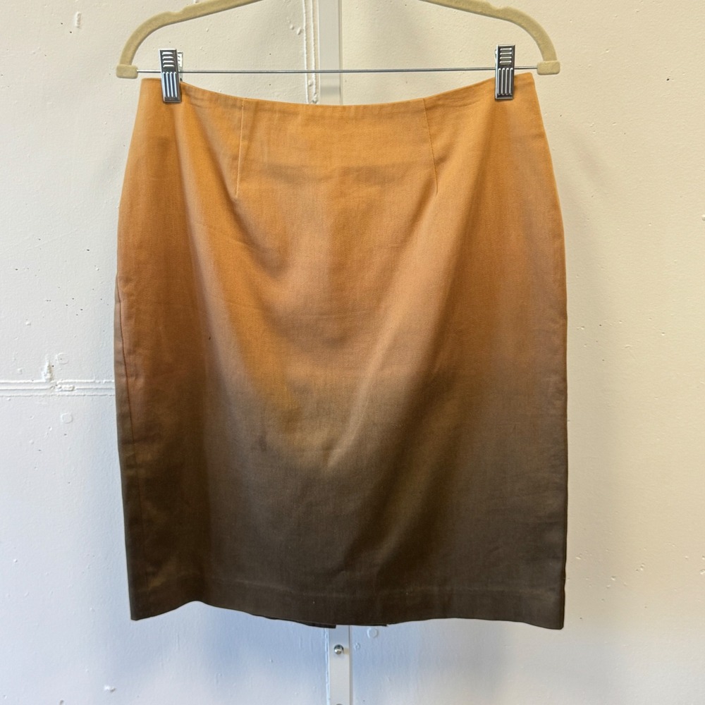 Coldwater Creek Ombre Pencil Skirt Tan Brown Gradient Cotton Blend PS 6-8